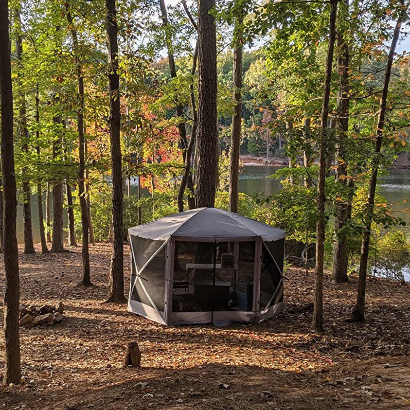 12’ x 12’ Gazebo Canopy Tent Protable Camping Instant Screen House Brown - East Captain