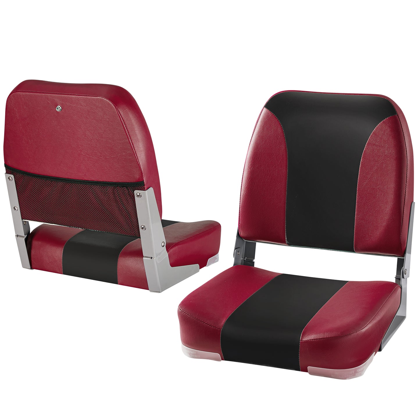 Boat Seats | Folding Boat Fishing Seats 2-Pack Seats with Storage Bag Red