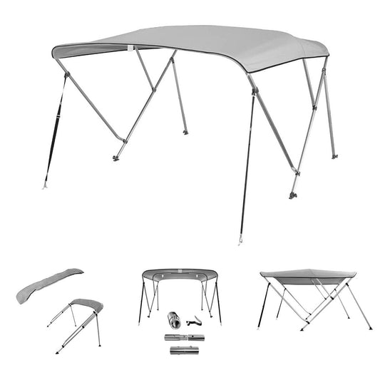 3 Bow Bimini Top Gray with Rear Support Poles - East Captain