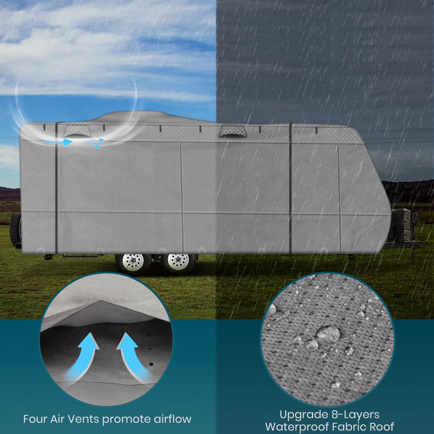 RV Covers | Travel Trailer Camper Covers Winter Waterproof 8 Layers