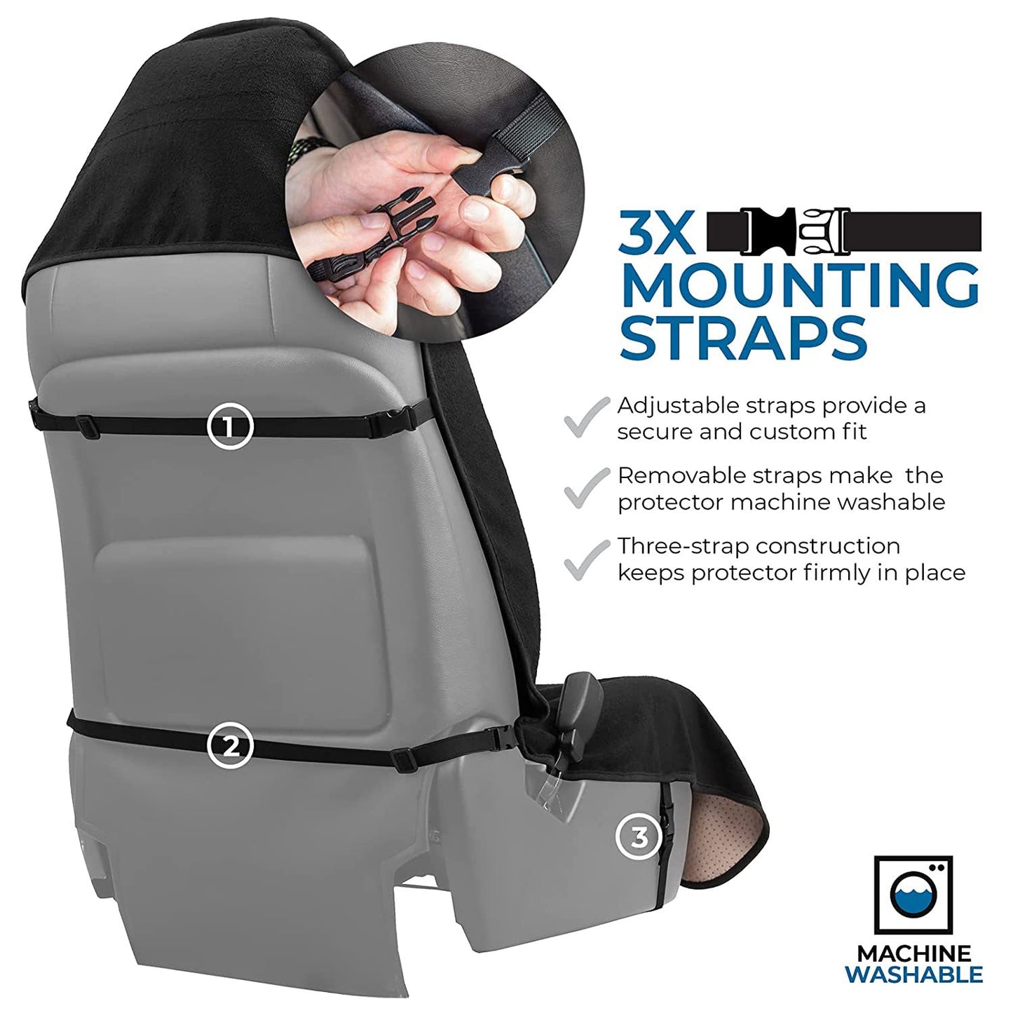 Washable Car Seat Towel Cover with Pocket Black - East Captain