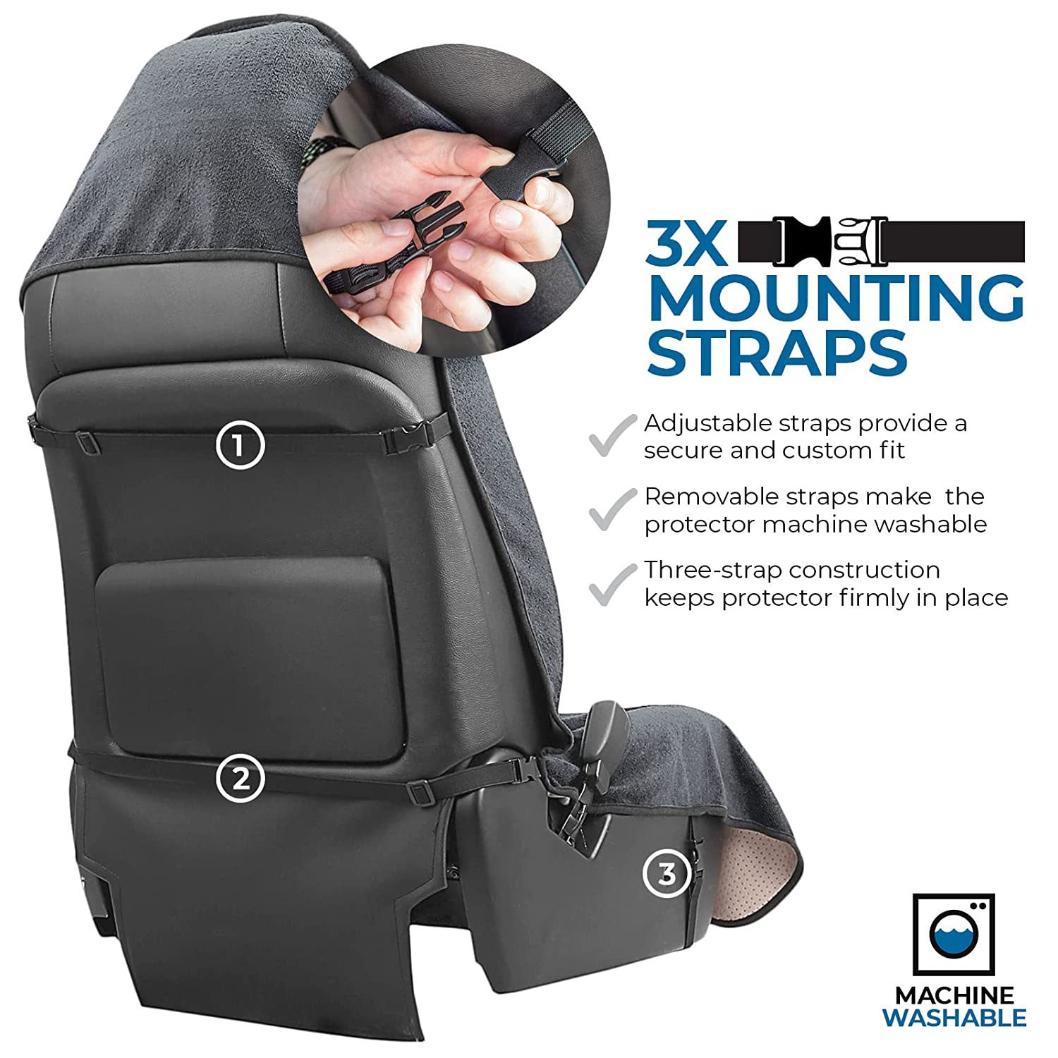 Washable Car Seat Towel Cover with Pocket Gray - East Captain