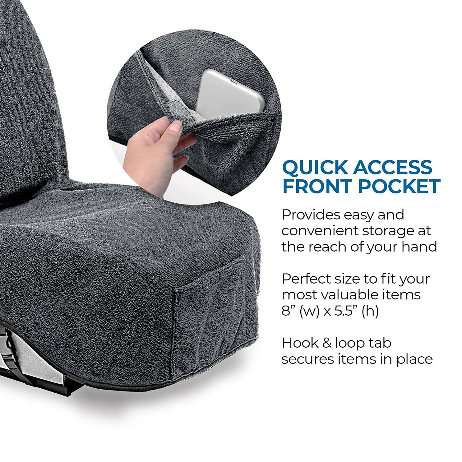 Washable Car Seat Towel Cover with Pocket Gray - East Captain