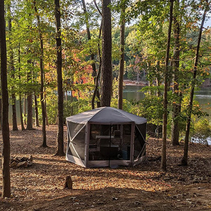 12’ x 12’ Gazebo Canopy Tent Protable Camping Instant Screen House Brown - East Captain