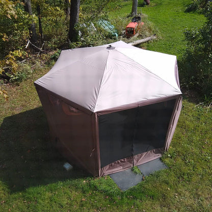 12’ x 12’ Gazebo Canopy Tent Protable Camping Instant Screen House Brown - East Captain