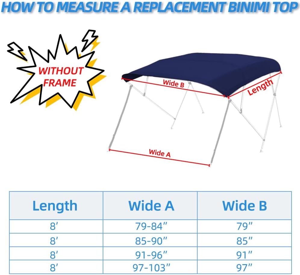 4 Bow Bimini Top Replacement Canvas Navy (Canvas Only)