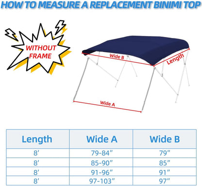 4 Bow Bimini Top Replacement Canvas Navy (Canvas Only)