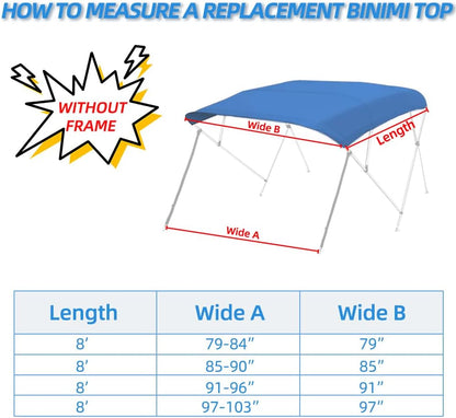 4 Bow Bimini Tops Replacement Canvas Blue (Canvas Only)