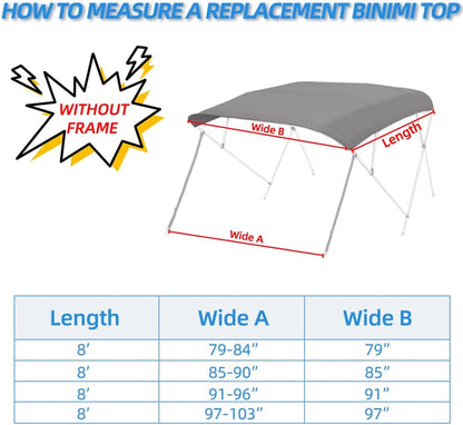 4 Bow Bimini Tops Replacement Canvas Gray (Canvas Only)