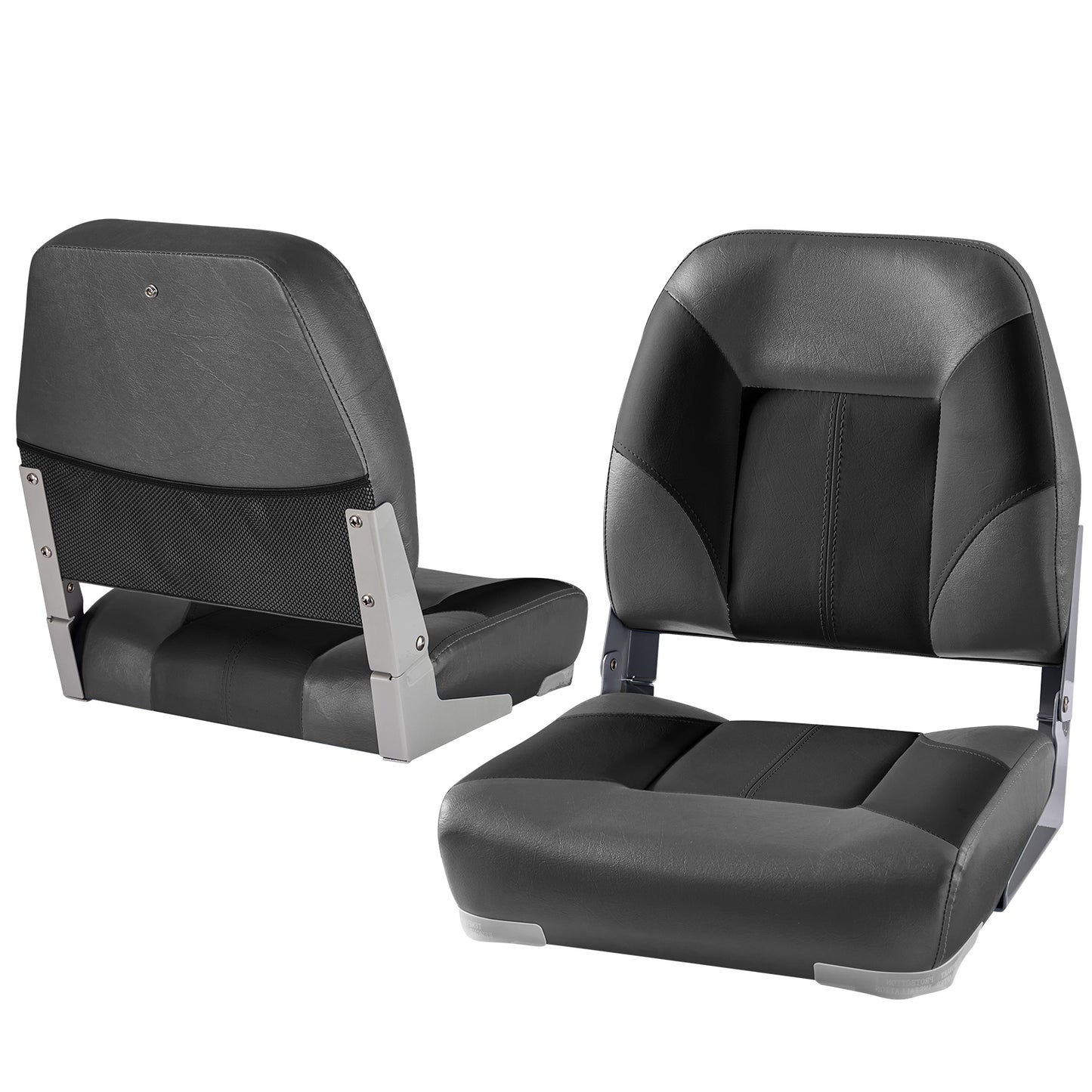 Boat Seats | Folding Boat Fishing Seats 2-Pack Seats with Storage Bag Black