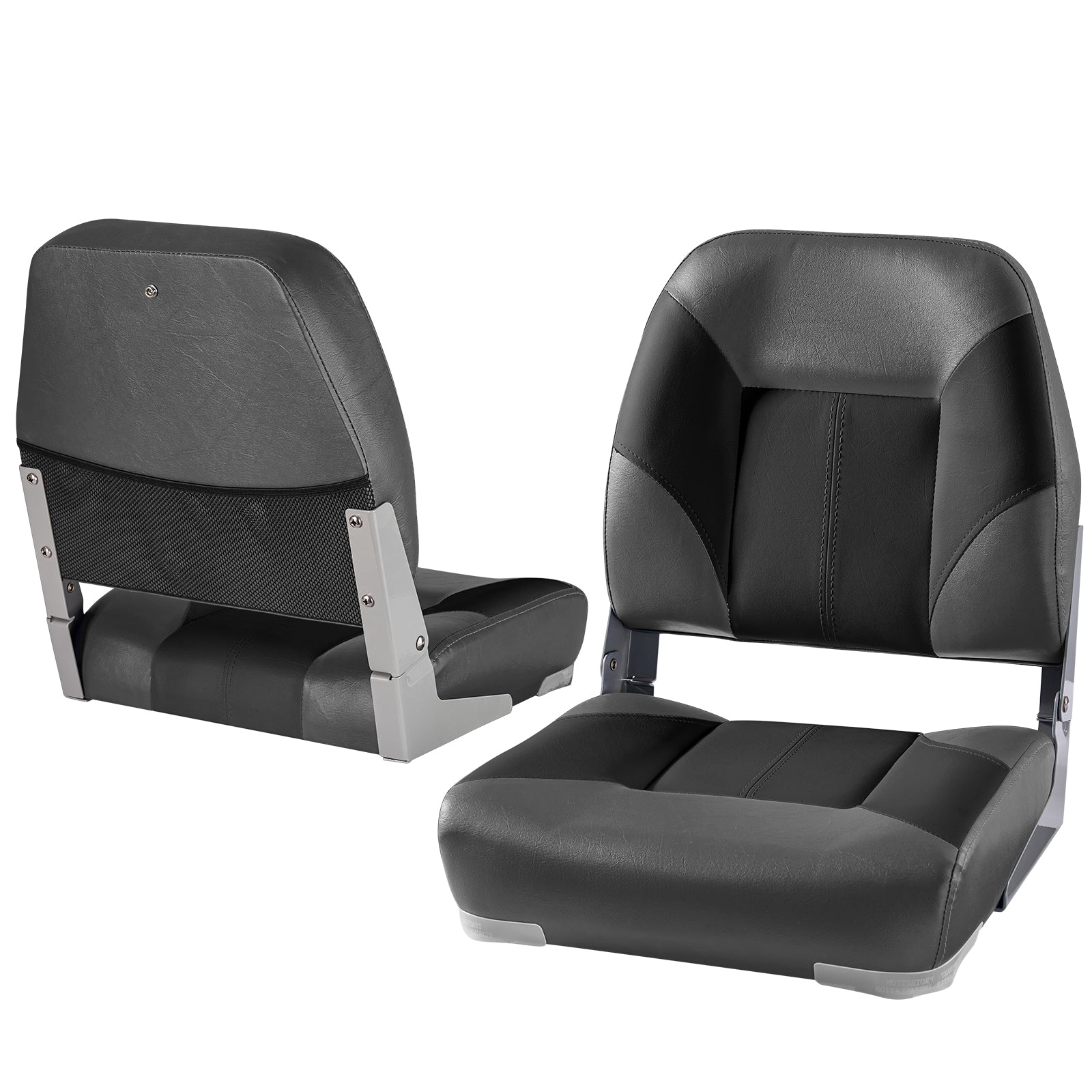 Boat Seats | Folding Boat Fishing Seats 2-Pack Seats with Storage Bag Black