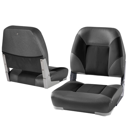 Boat Seats | Folding Boat Fishing Seats 2-Pack Seats with Storage Bag Black