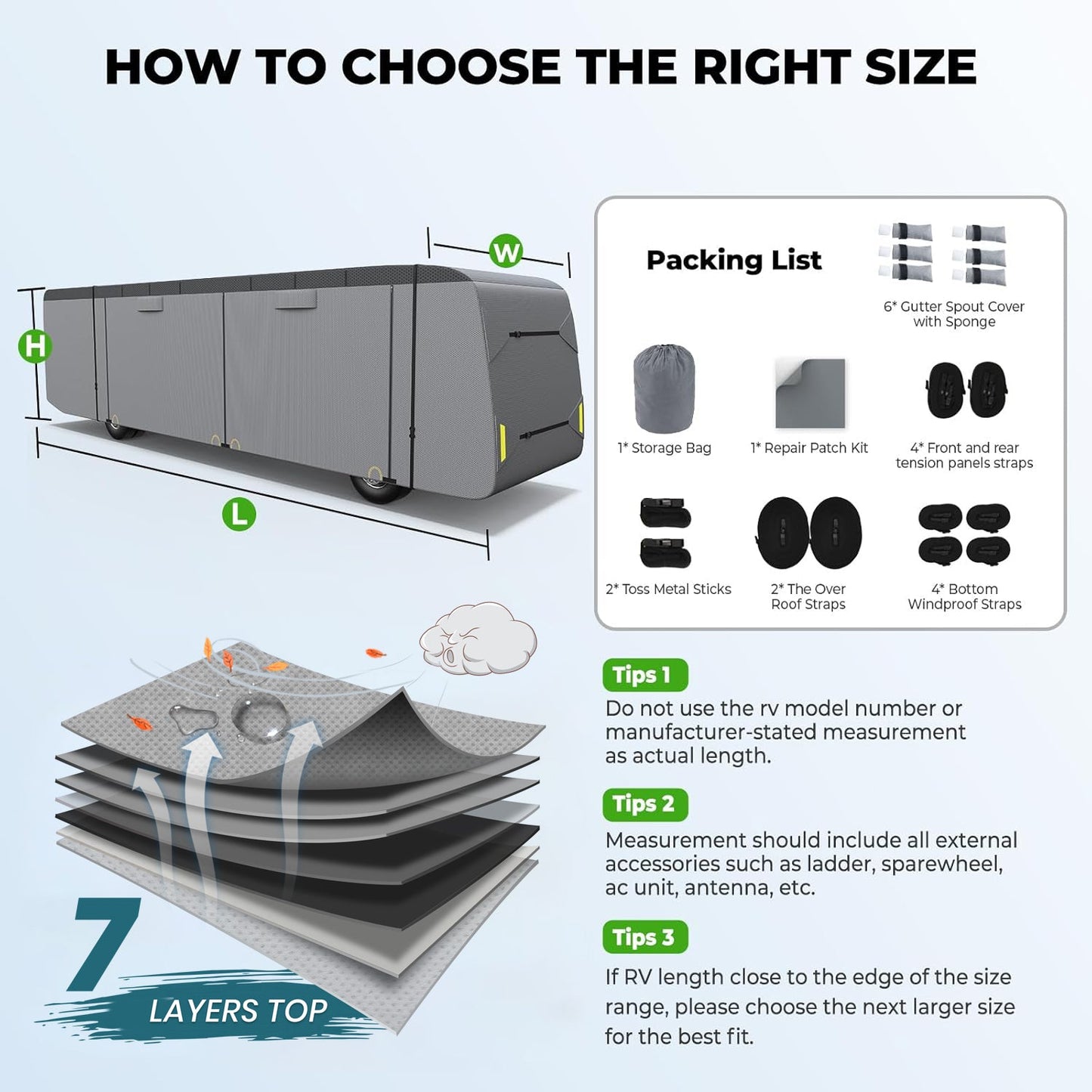 Class A Camper RV Covers Gray Upgrade 7 Layers - East Captain