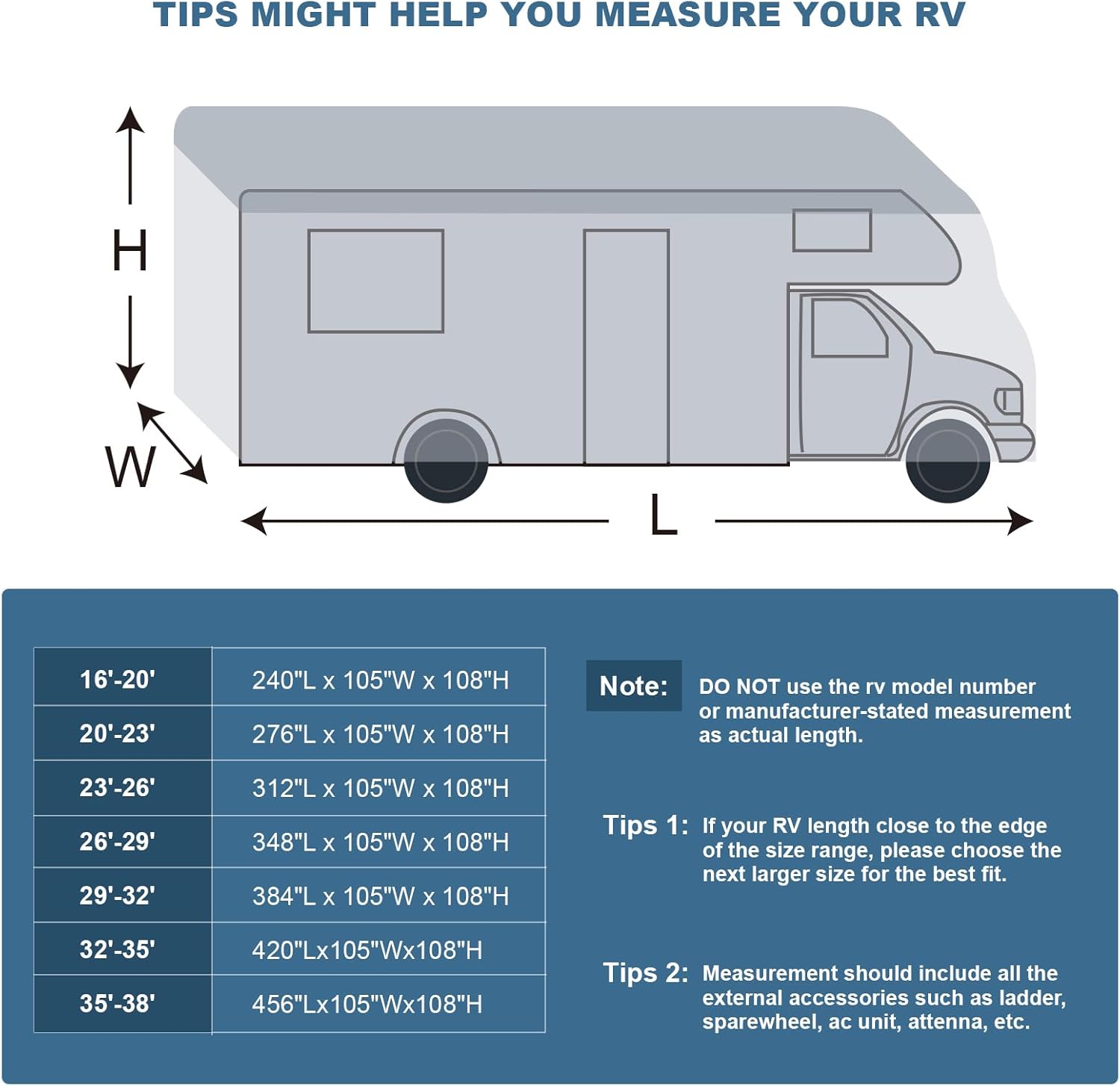 Class C Camper RV Covers Gray Upgrade 7 Layers - East Captain