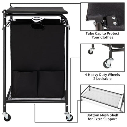 Laundry Sorter Cart with Ironing Board - East Captain
