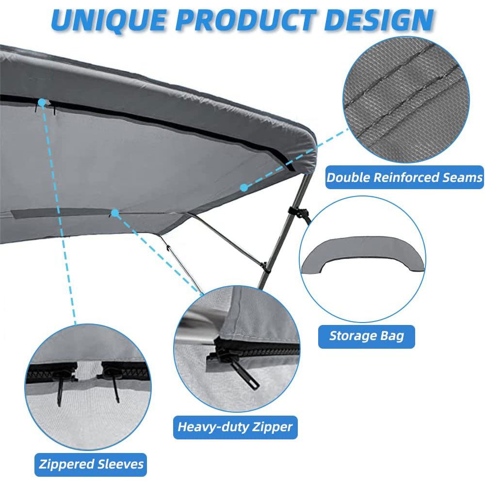 3 Bow Bimini Tops Replacement Canvas Cover (Canvas Only) Gray - East Captain