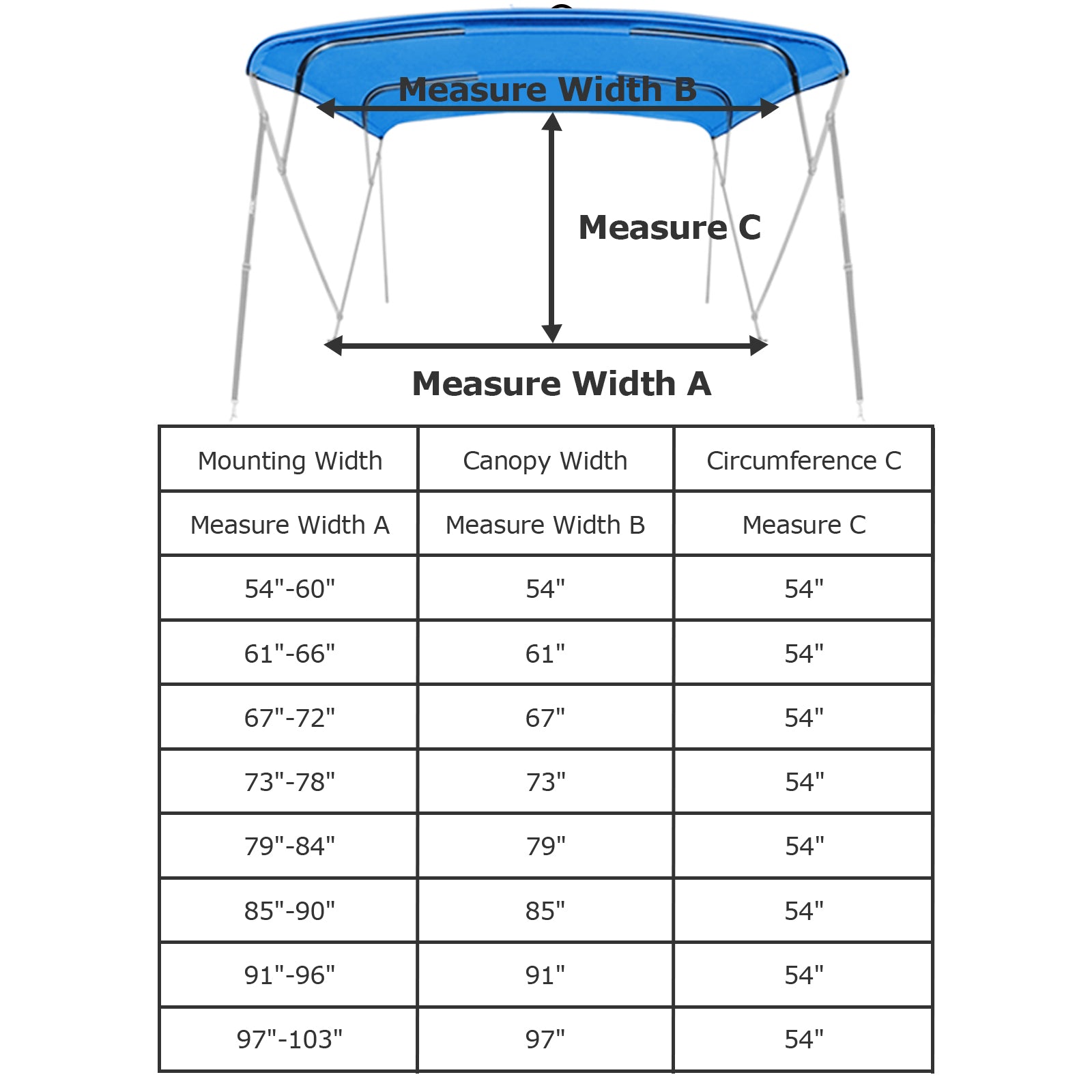 4 Bow Bimini Tops Replacement Canvas Cover (Canvas Only) Blue - East Captain