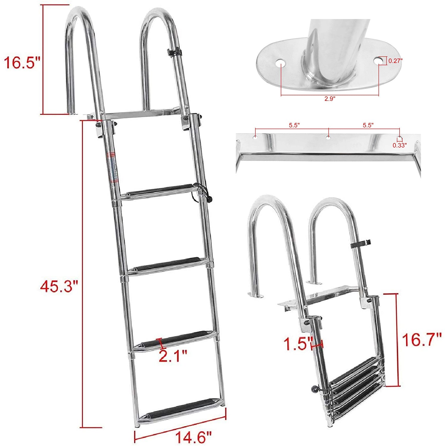 4 Step Pontoon Boat Ladder - East Captain