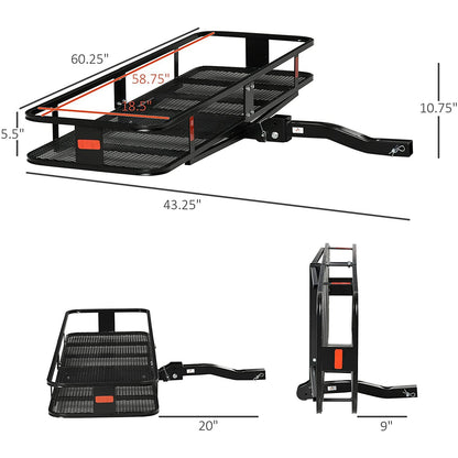 Folding Cargo Carrier Rack Hitch Mount Cargo Basket - East Captain