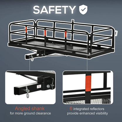 Folding Cargo Carrier Rack Hitch Mount Cargo Basket High - East Captain
