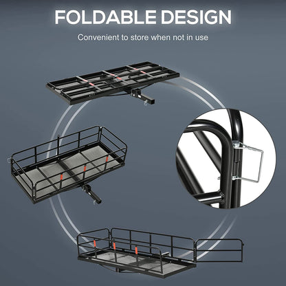 Folding Cargo Carrier Rack Hitch Mount Cargo Basket High - East Captain