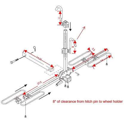 Hitch Mount Bike Rack for 2 - inch Receiver or RV Bumpers - East Captain