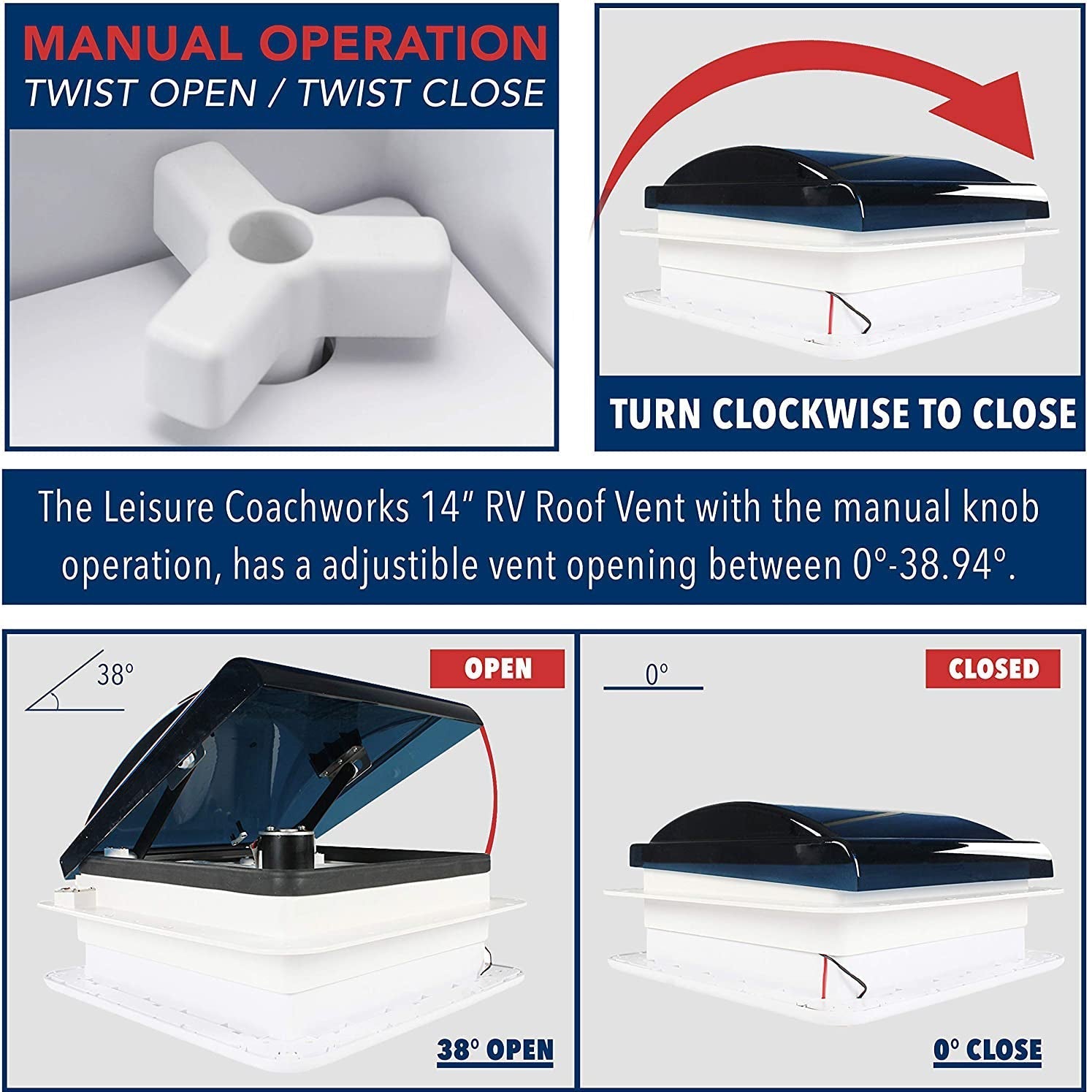 RV Roof Vent Fan 11" x 11" - East Captain
