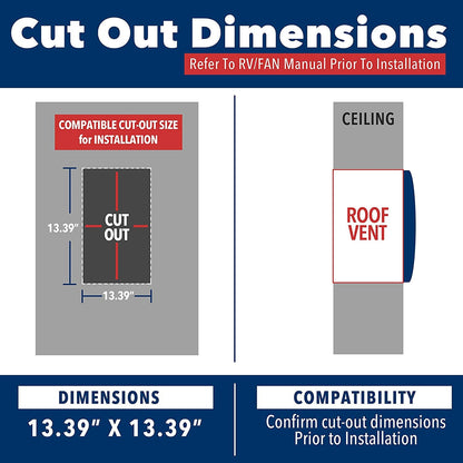 RV Roof Vent Fan 11" x 11" - East Captain