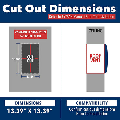 RV Roof Vent Fan 14" x 14" - East Captain