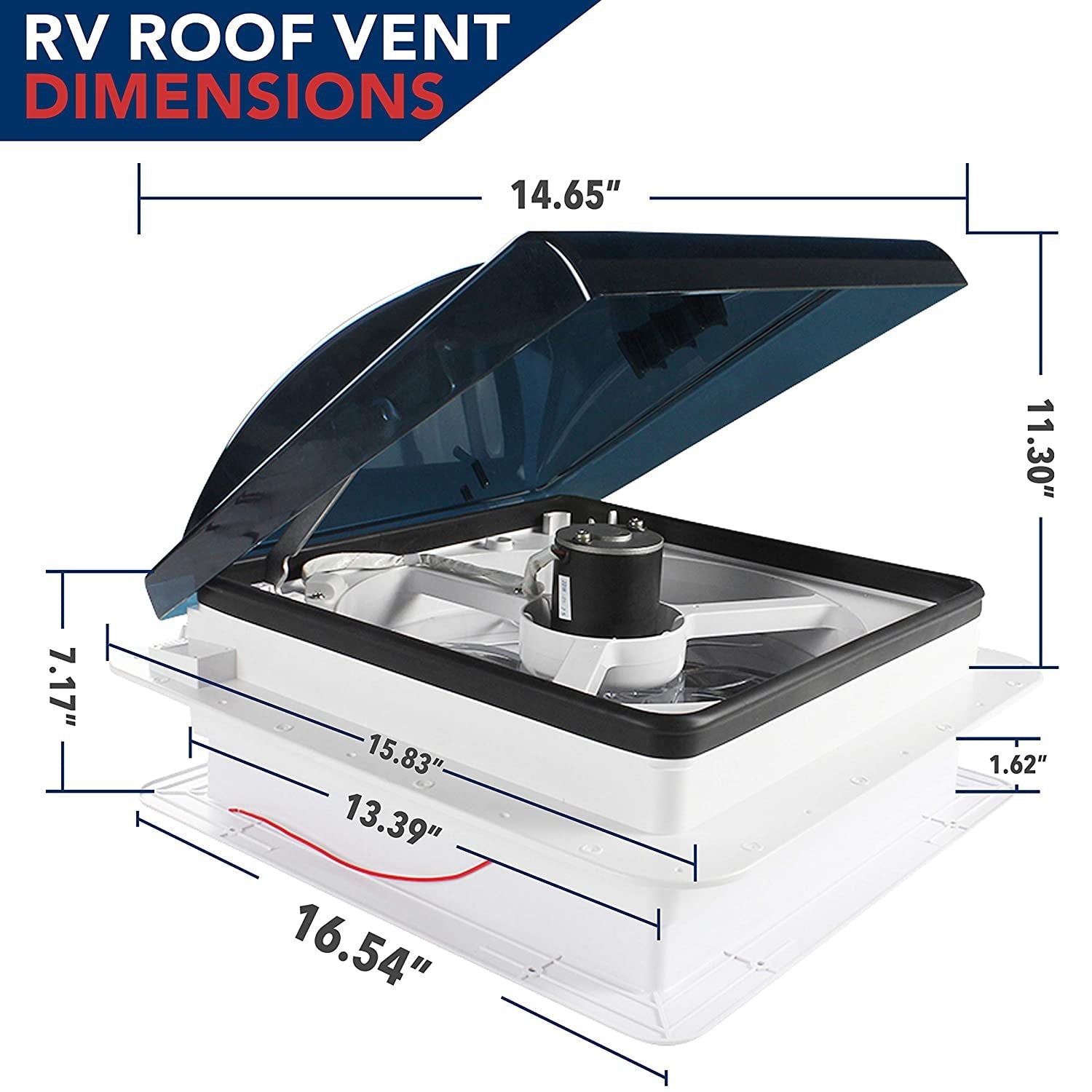 RV Roof Vent Fan 14" x 14" - East Captain
