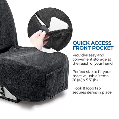 Washable Car Seat Towel Cover with Pocket Black - East Captain