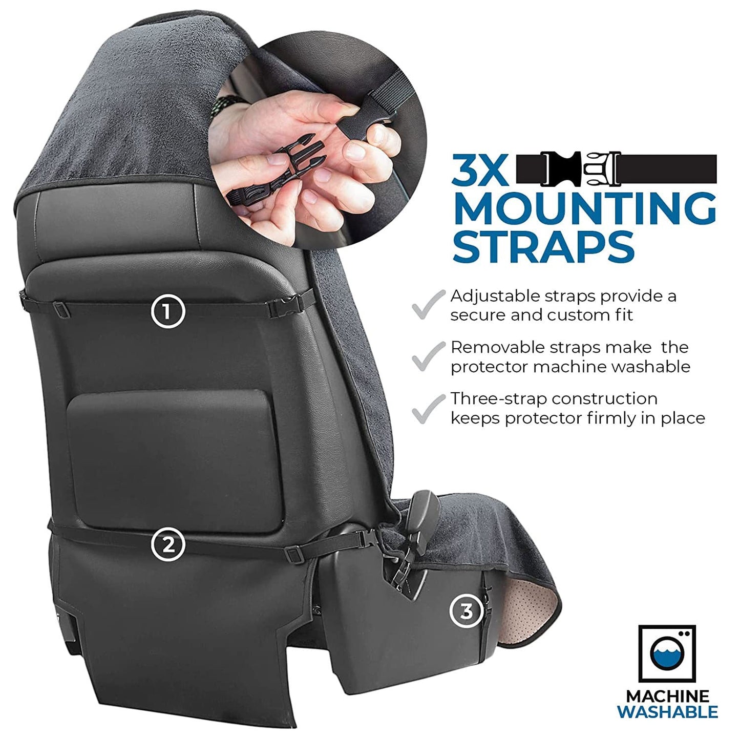 Washable Car Seat Towel Cover with Pocket Gray - East Captain